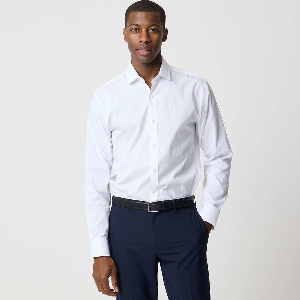NWT JCrew White Slim performance dress shirt Cotton Blend Sz XL - needs washing